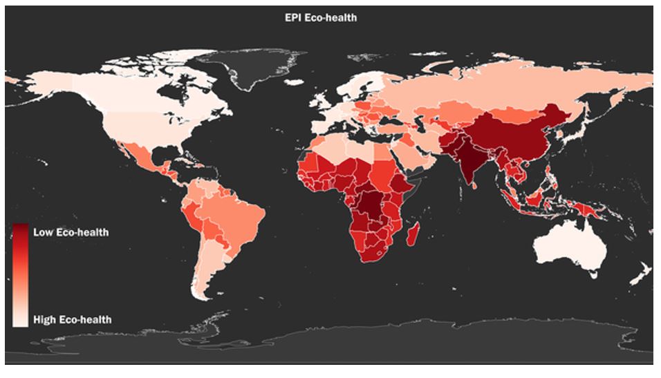 Map of global environmental pollution prevalence