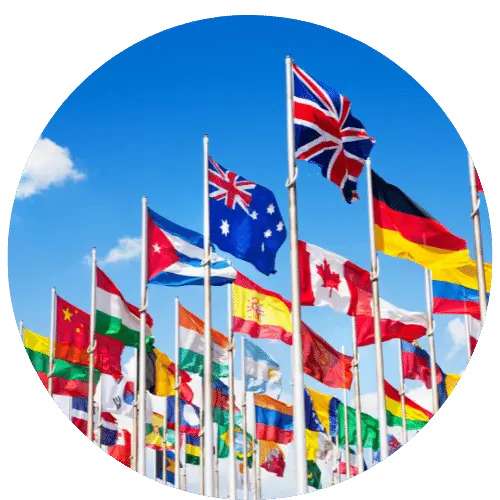 A picture of multiple flags, one which represents Australia. Thrivable voting is the future of Australian voting.