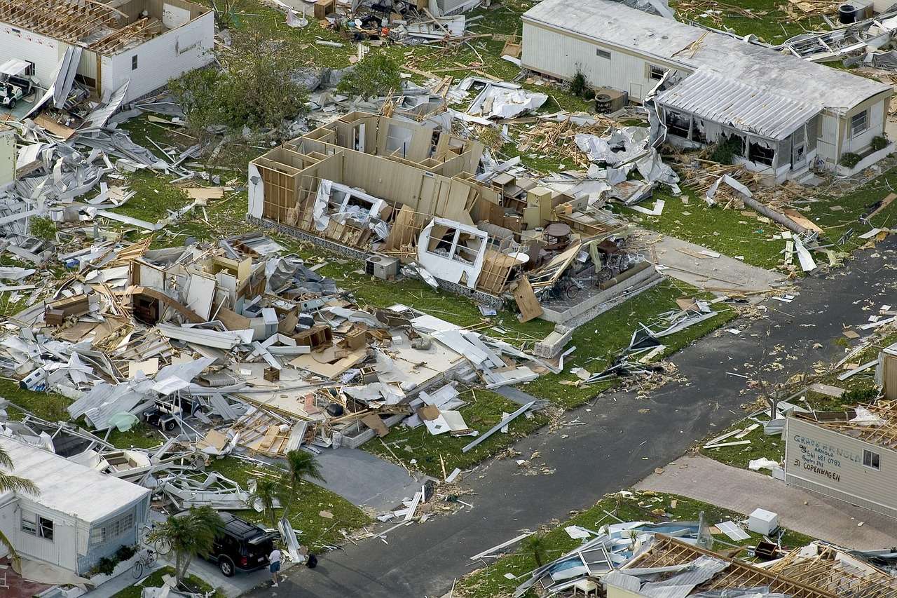 Destruction to properties due to hurricane. 