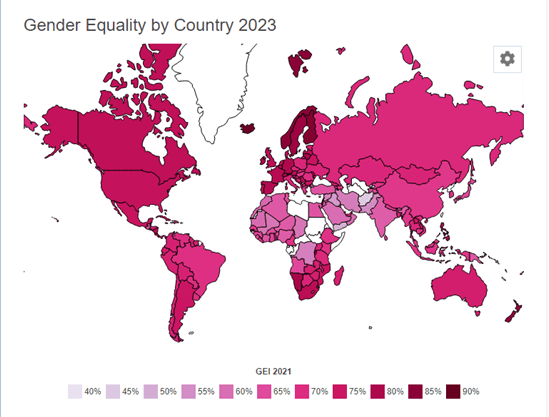 Global Gender Gap Report, demonstrating extreme lack of equity in most nations.